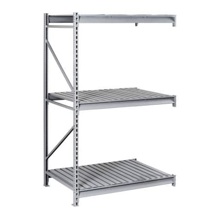 Tennsco Tennsco Bulk Storage Rack - 96"W x 36"D x 120"H - Add-On - 3 Shelf Levels - Steel Deck - Light Gray BU-9636120CA-LGY